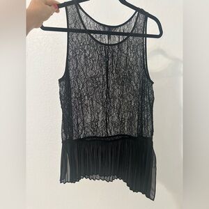 BCBG Max Azria black silk and lace cami/shirt